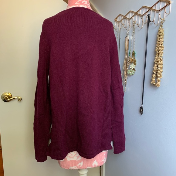 ❤️4for$20! Loft Maroon Boatneck Sweater with White Chiffon Style Detailing - Picture 4 of 7